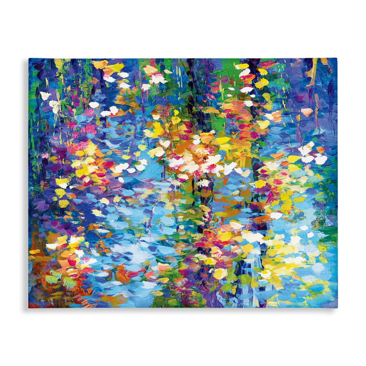 Stupell Industries Colorful Reflections Lake Flowers Canvas Wall Art